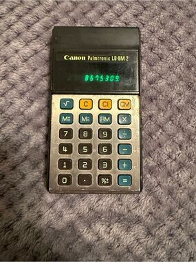 Canon Palmtronic LD-8M2 Black Calculator with Teal and Yellow Buttons
